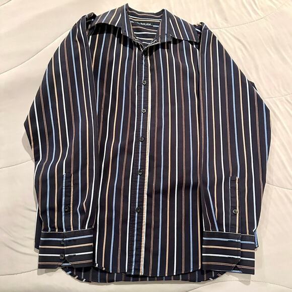 Mens Red Level Nine Striped Dress Shirt Size Small - Picture 1 of 6